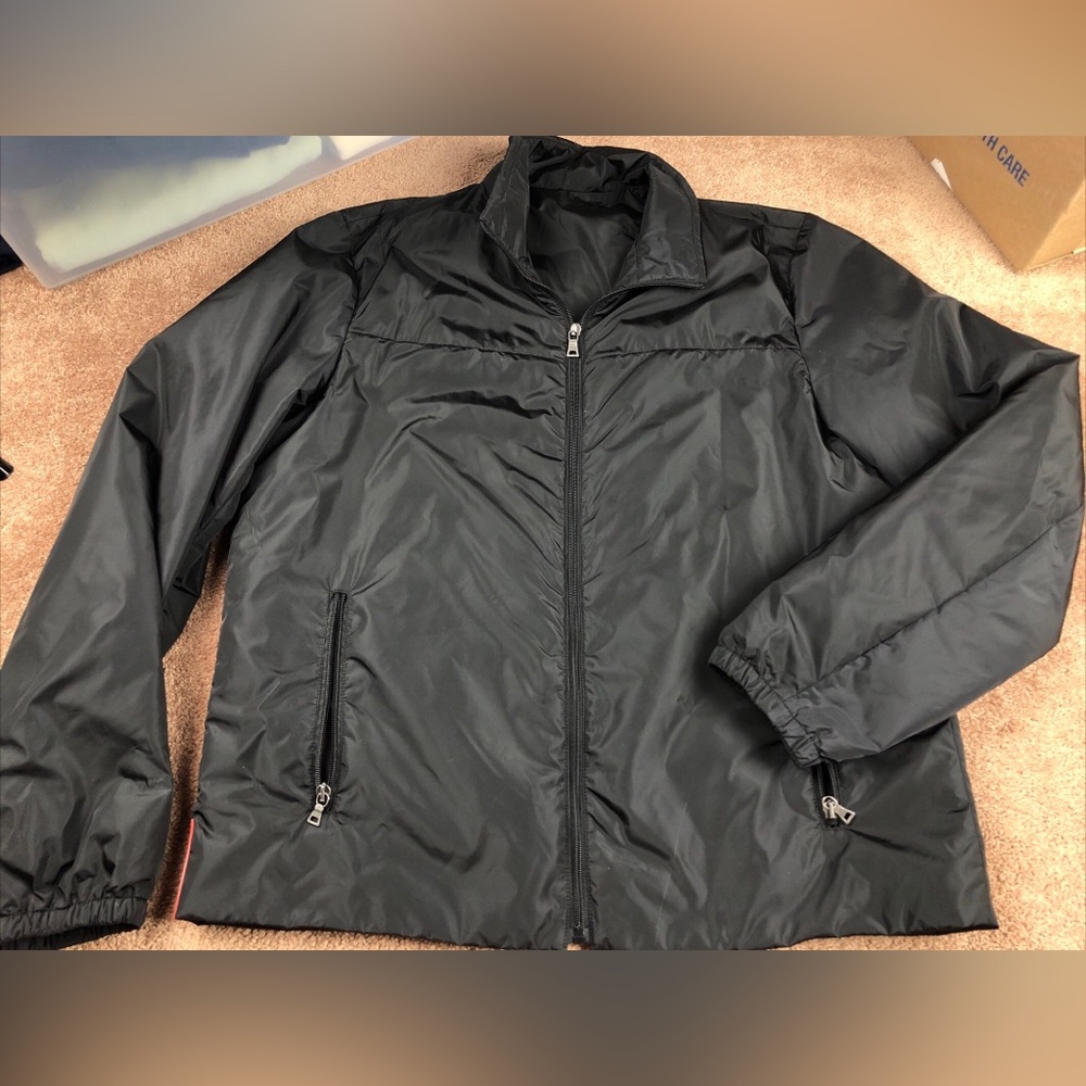 Prada Solid Black Puffy Jacket Size 56 (XL)